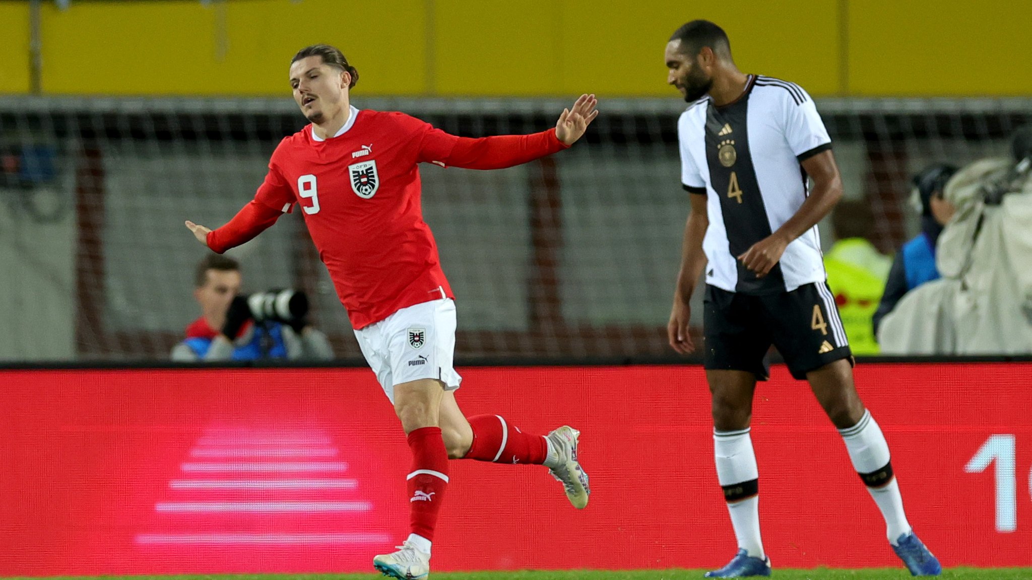 Marcel Sabitzer jubelt über seinen Treffer zum 1:0 gegen Deutschland