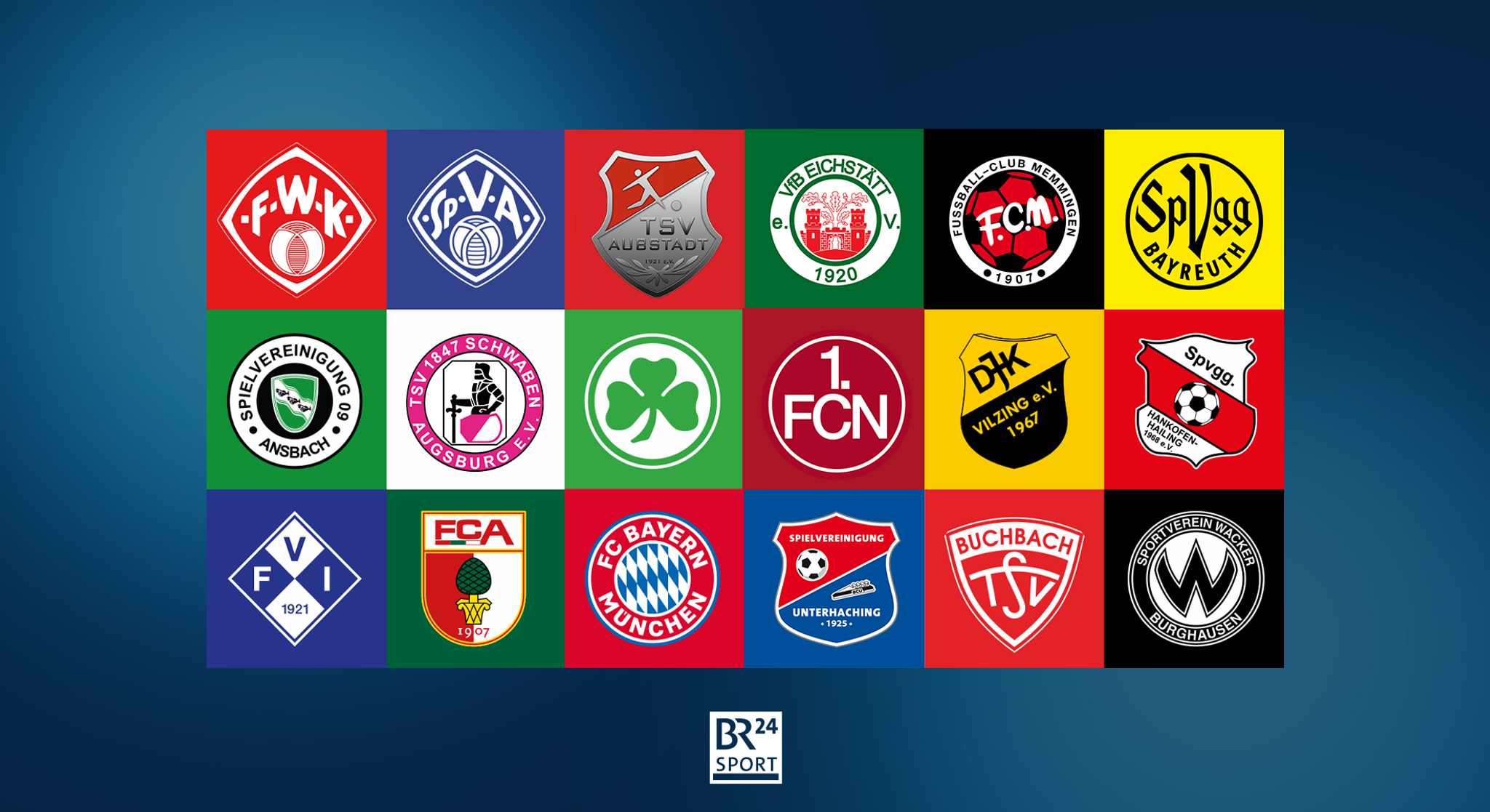 Alle Wappen der Klubs der Regionalliga Bayern