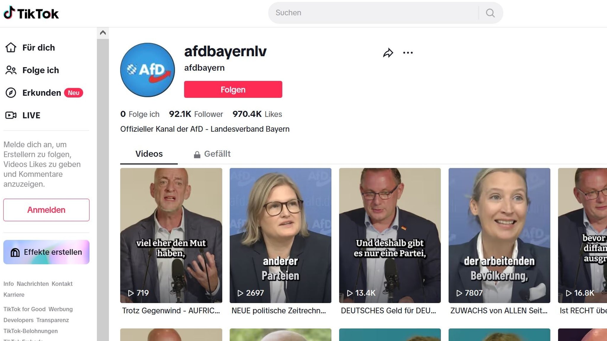 Screenshot TikTok AfD Bayern