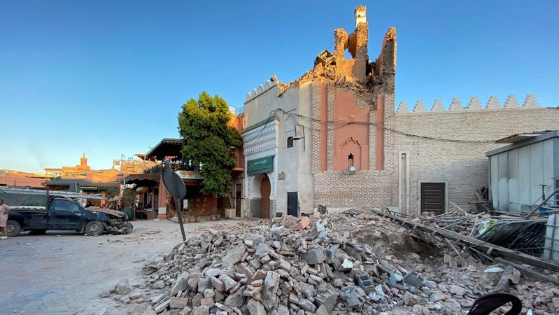 Zerstörungen an der historischen Moschee von Marakkesch
