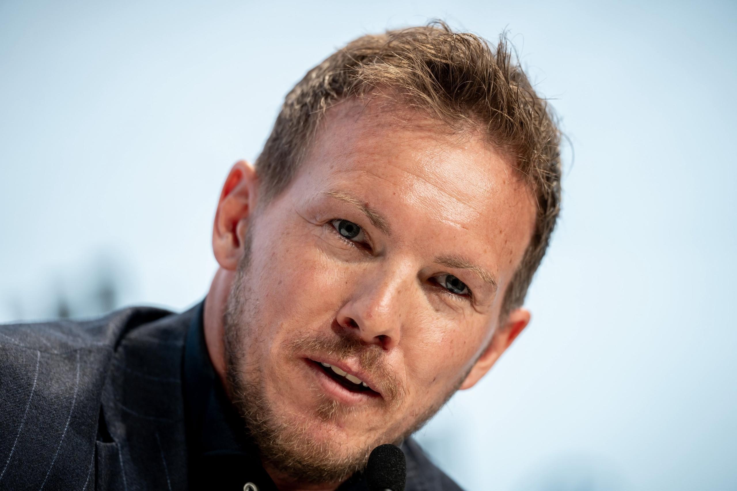 16.05.2024, Berlin: Fußball: EM, Nationalmannschaft: Julian Nagelsmann, Bundestrainer der Deutschen Fußball Nationalmannschaft, spricht bei der Pressekonferenz zur Nominierung des vorläufigen DFB Kaders für die Fußball Europameisterschaft. Foto: Michael Kappeler/dpa +++ dpa-Bildfunk +++