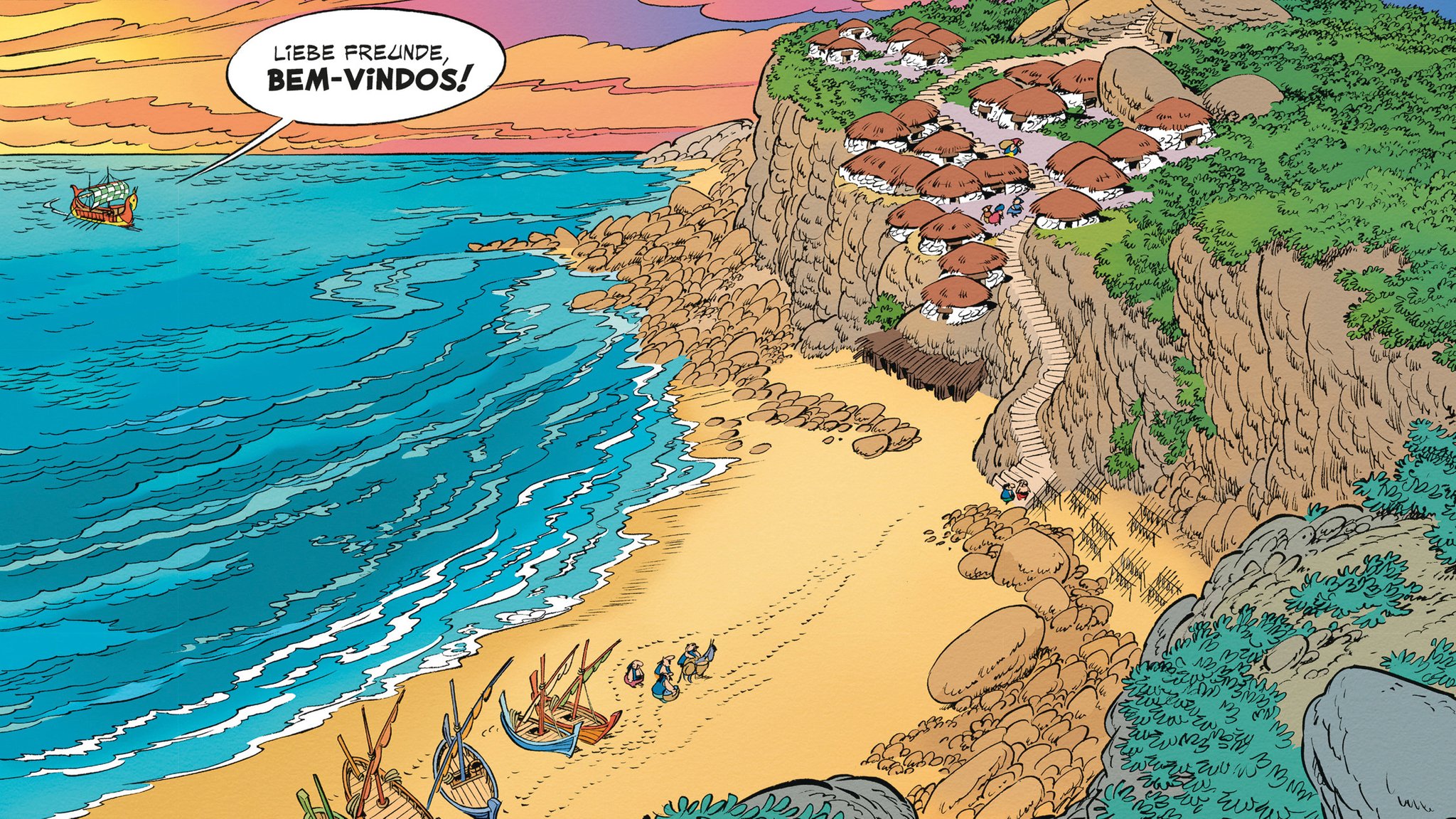 Ein Bild aus dem neuen Asterix-Comic "Asterix in Lusitanien". Szenarist Fabcaro und Zeichner Didier Conrad schicken die gallischen Freunde erstmals nach Portugal. Es ist das 41. Abenteuer.
