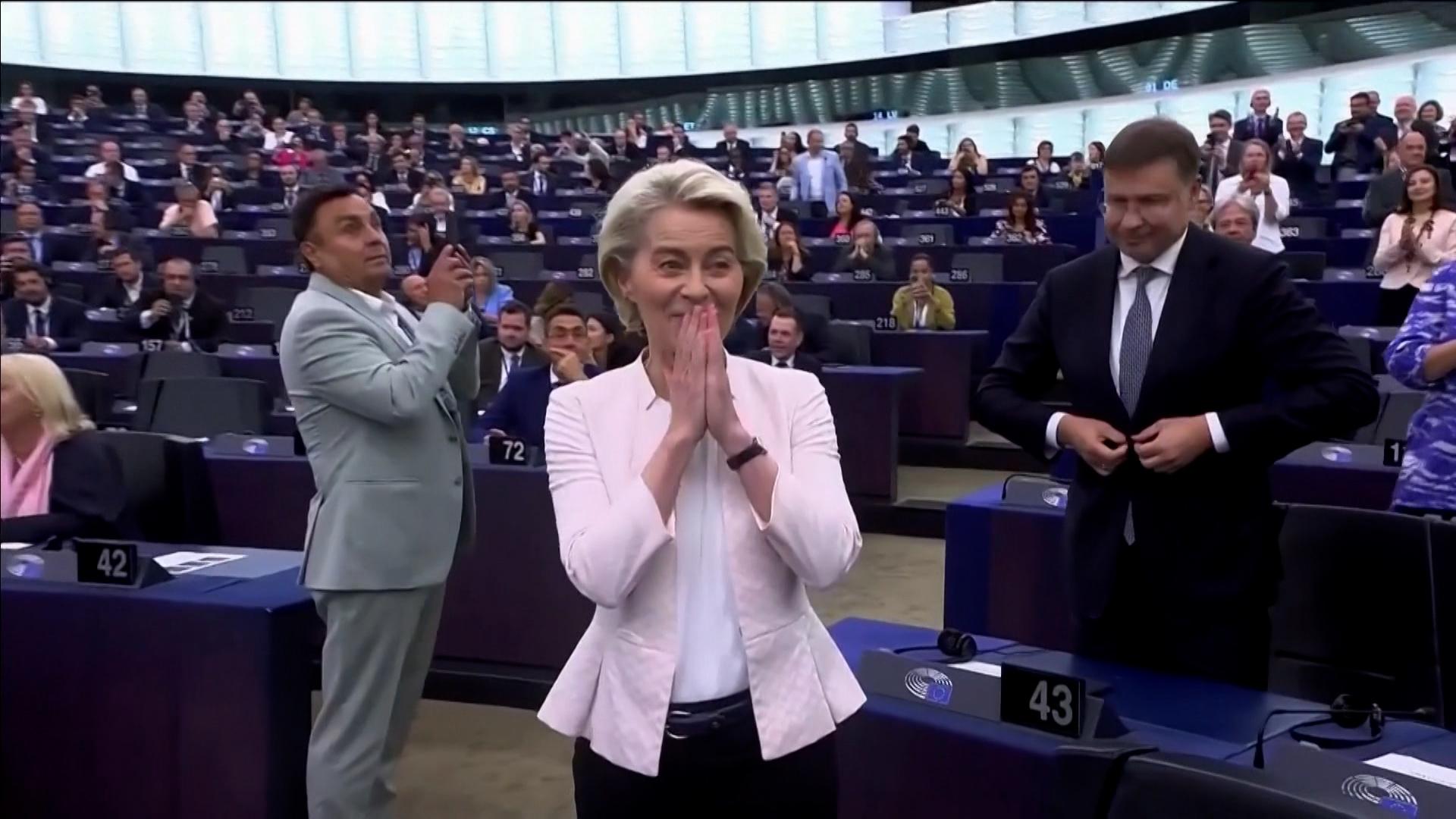 Ursula von der Leyen nach Verkündung der Wahlergebnisses