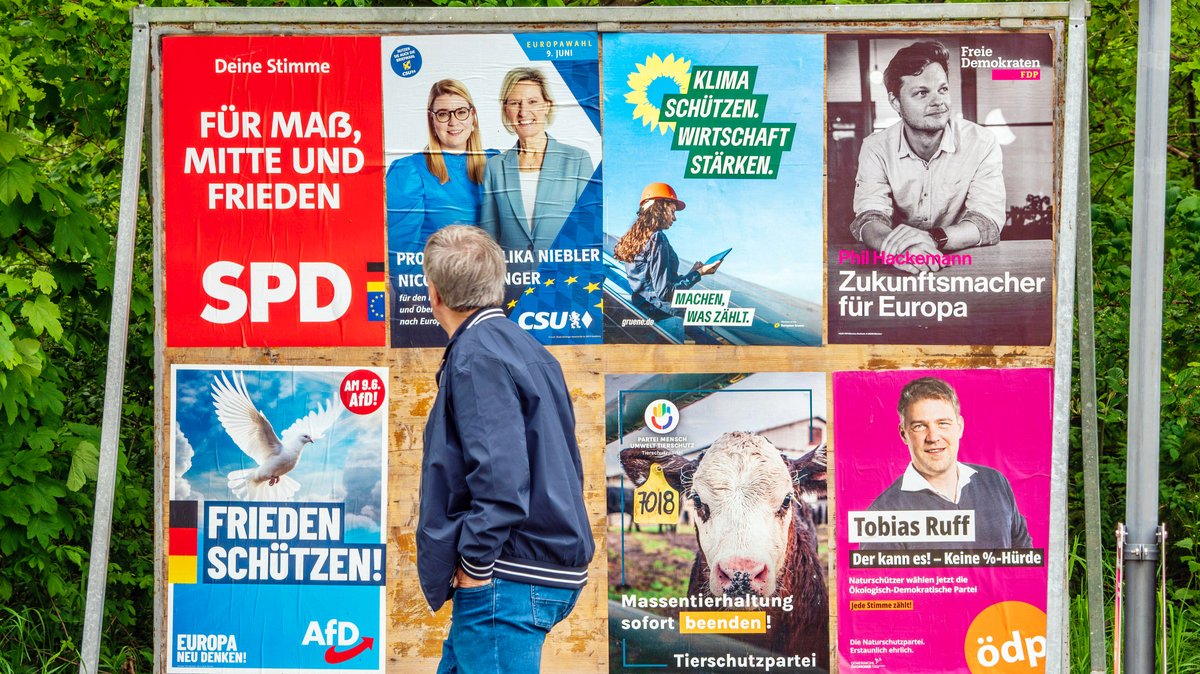Wahlplakate zur Europawahl am 9. Juni