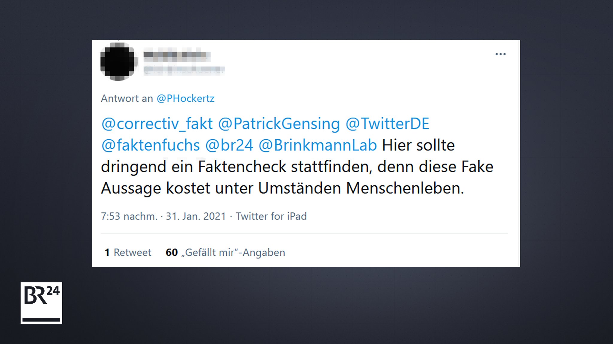 Neben vielen Likes und Retweets erntet Hockertz auf Twitter auch viel Kritik - wie diese. 