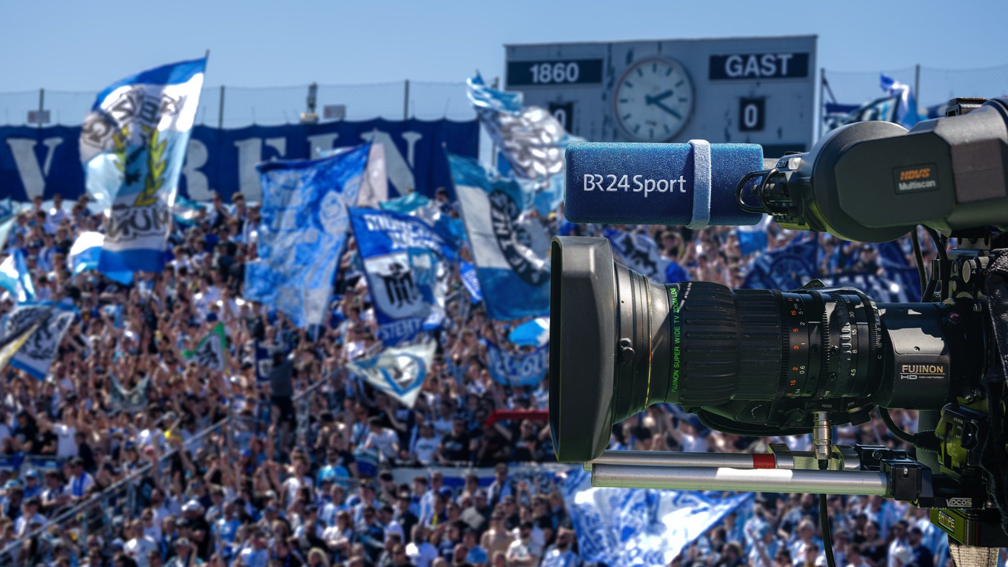 BR24Sport-Kamera in einem Fußballstadion