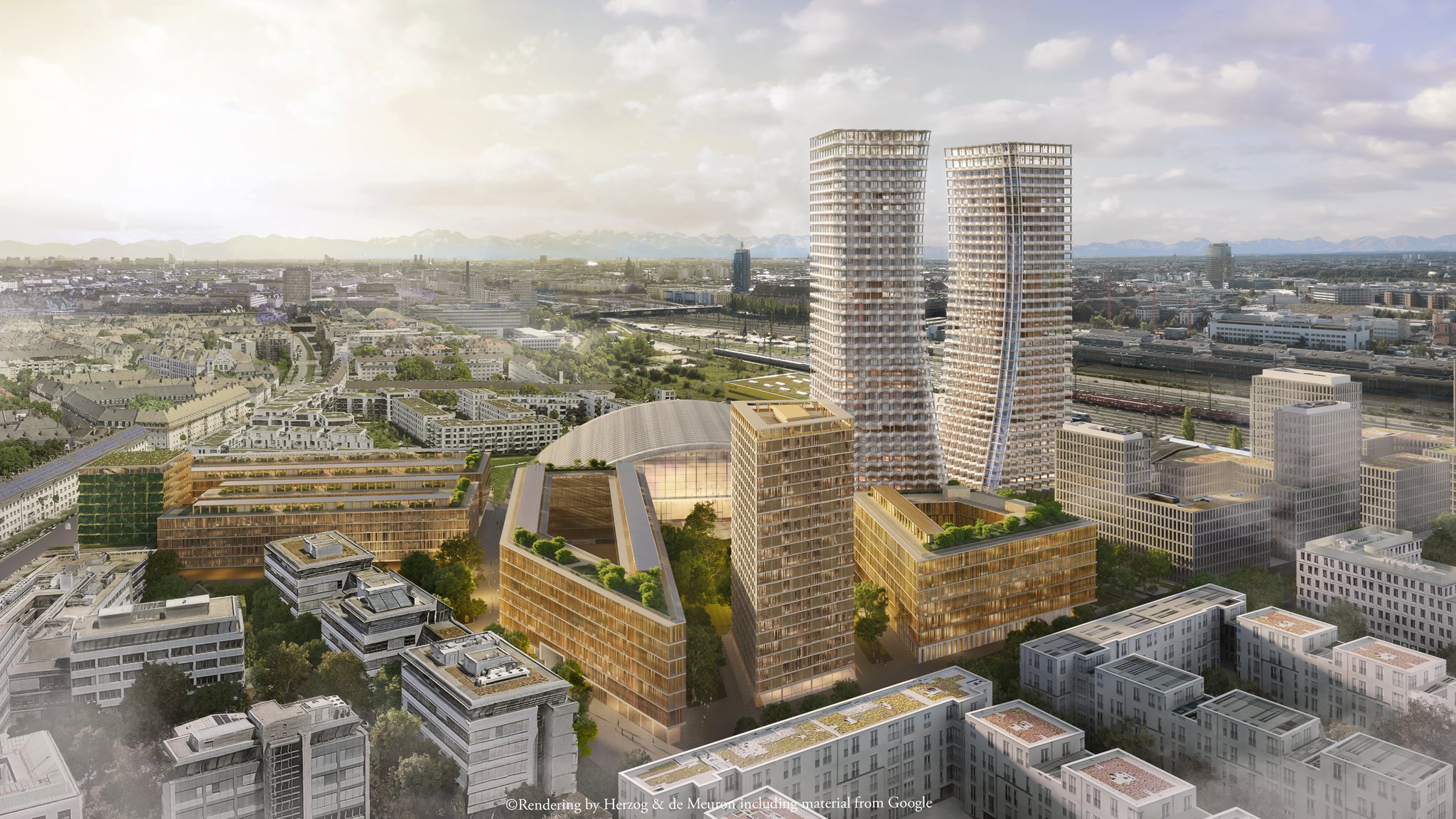 Visualisierung des Bebauungsvorhabens auf dem PaketPost-Areal in München