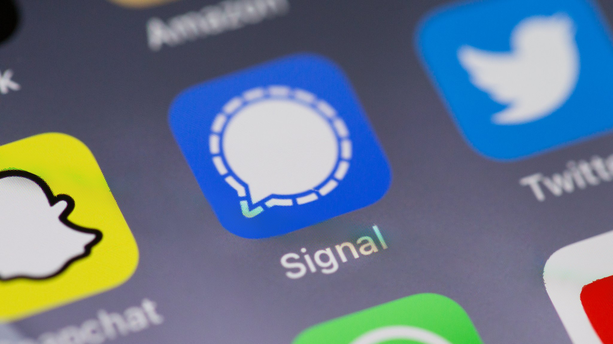 Signal App auf einem Display.