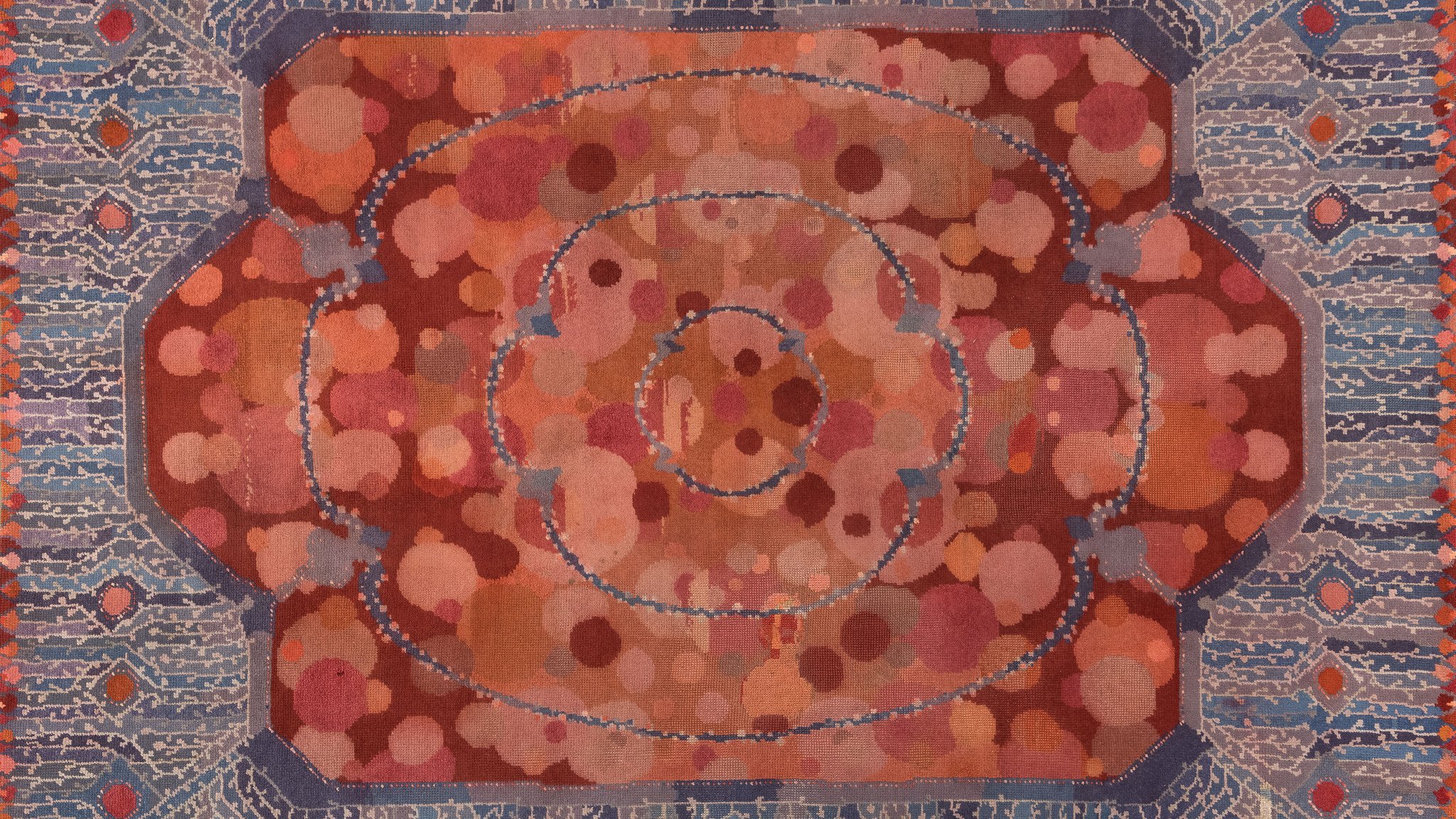 Richard Riemerschmid: Teppich mit rot-blauer Farbkombination, 1903