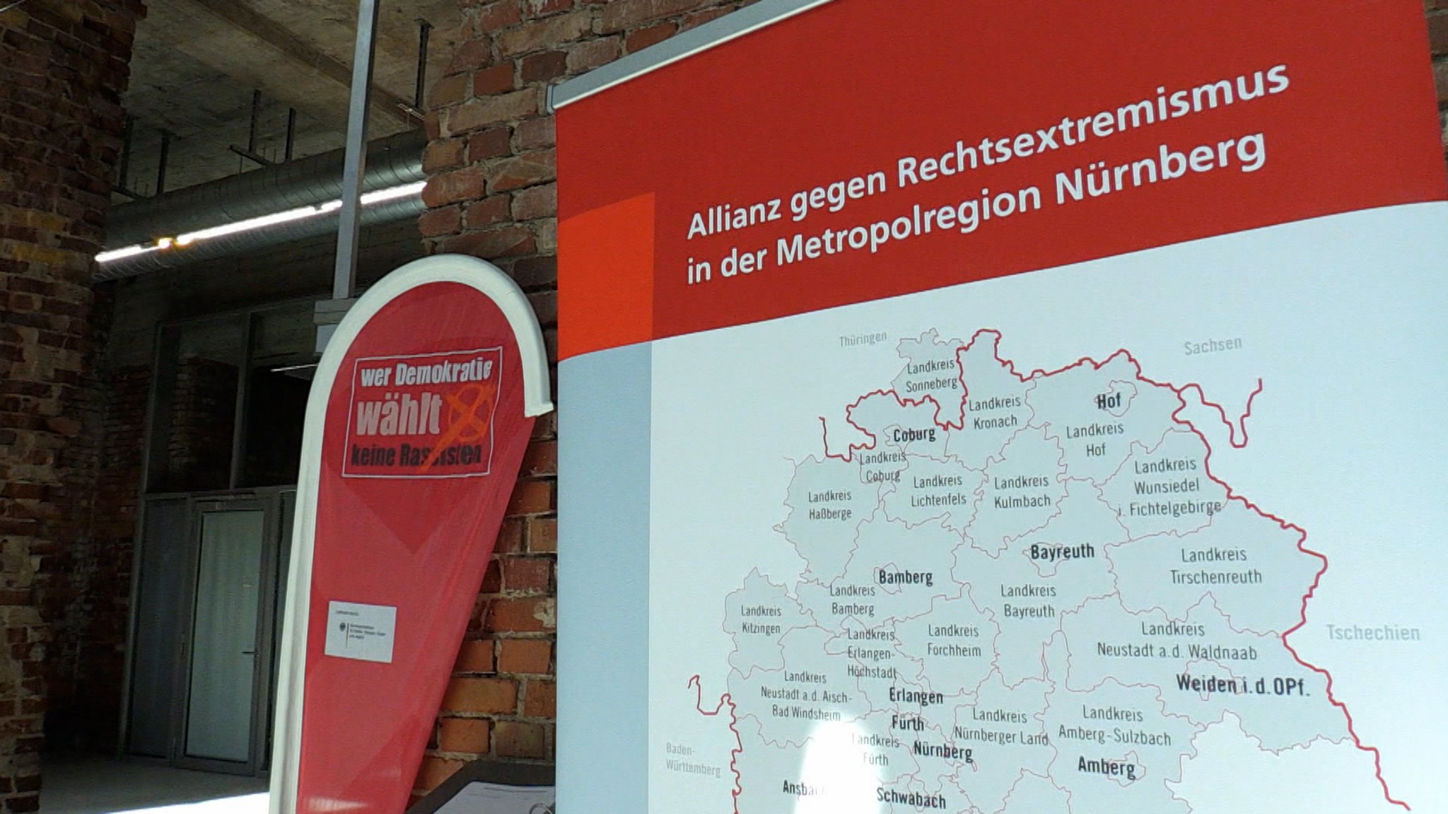 Karte der "Allianz gegen Rechtsextremismus" in der Metropolregion Nürnberg.