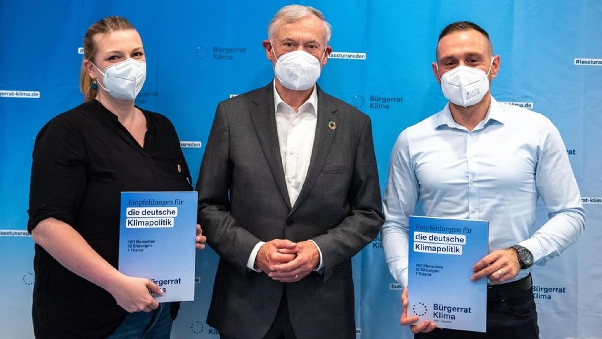 Am 24. Juni 2021 präsentierte der Bürgerrat Klima seine Ergebnisse. V.l.n.r: Mareike Menneckemeyer, Horst Köhler, Adnan Arslan.