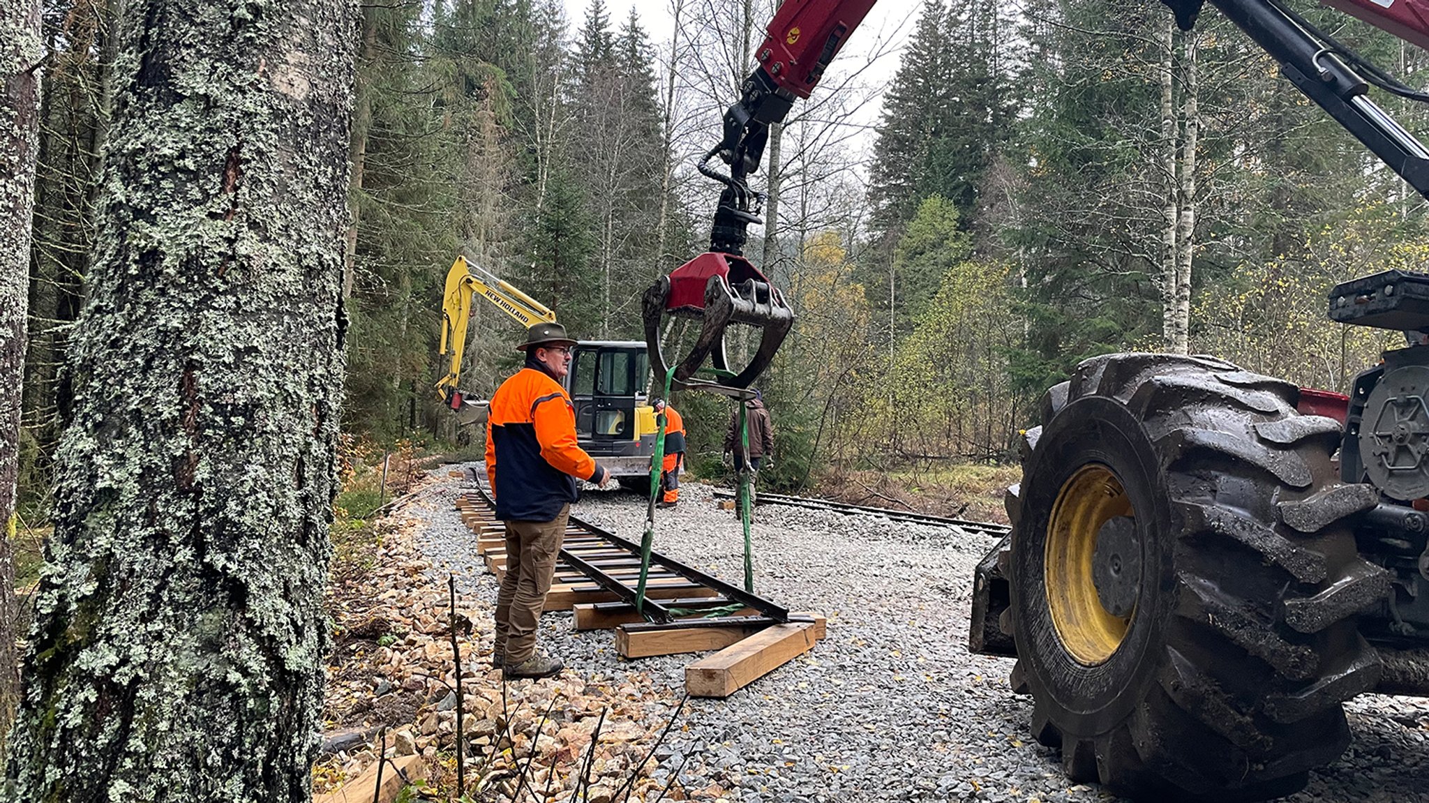 Bauarbeiten am letzten noch existierenden Gleisabschnitt der ehemaligen Spiegelauer Waldbahn