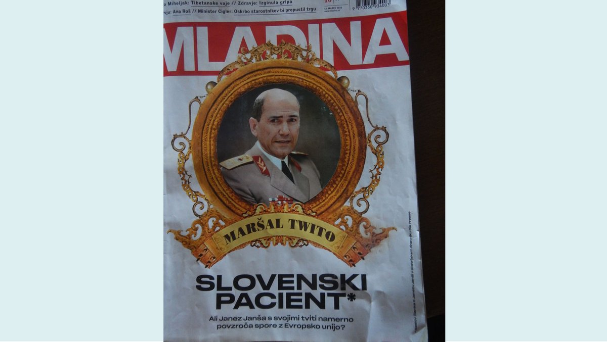 Die Titelseite zeigt Ministerpräsident Janez Janša mit in einer 