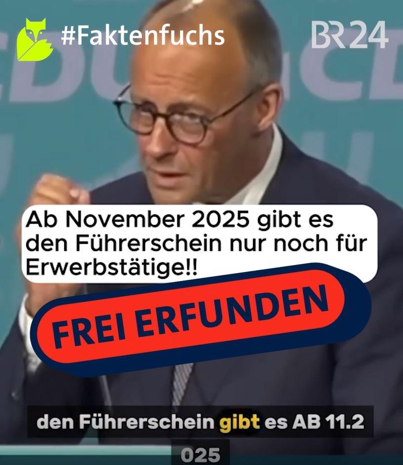 Screenshot aus einem Fake-Nachrichtenvideo auf TikTok, in dem fälschlicherweise behauptet wird, den Führerschein gebe es ab November 2025 nur noch für Menschen, die arbeiten.