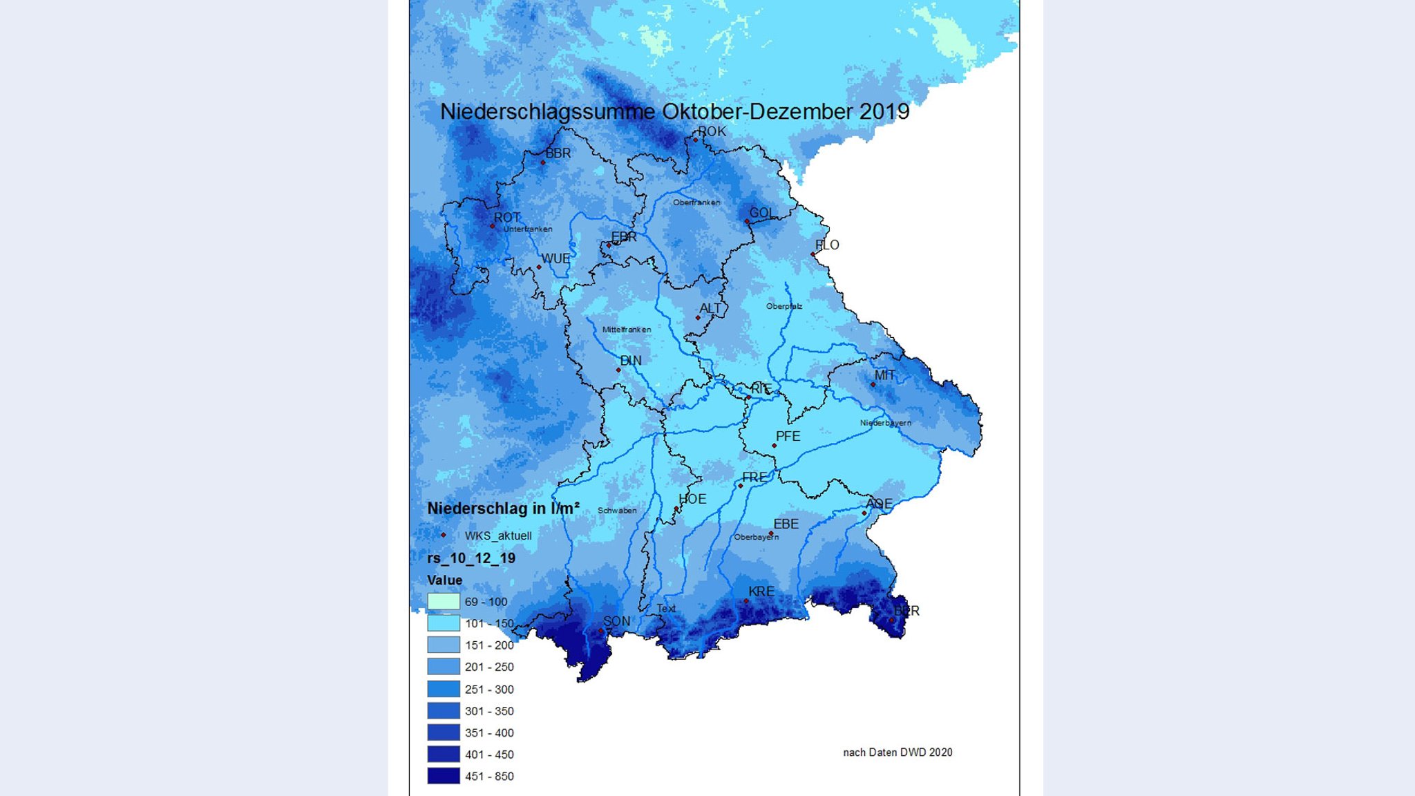 Niederschlag von Oktober bis Dezember 2019