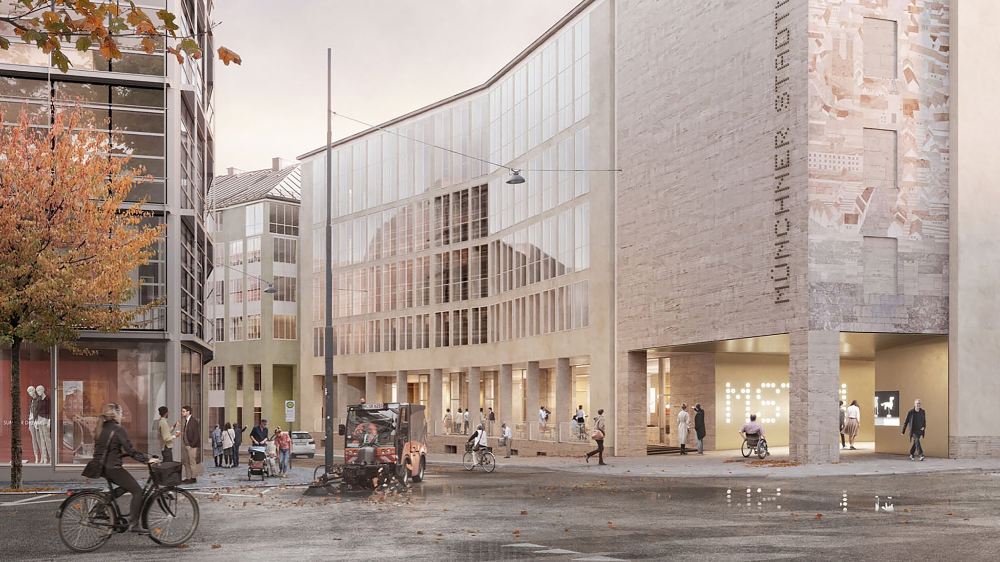 Visualisierung: Blick vom Rindermarkt auf den neuen Haupteingang des Münchner Stadtmuseums