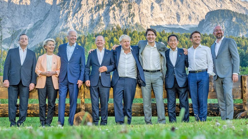 Die G7-Politiker posieren beim Gipfel im Elmau
