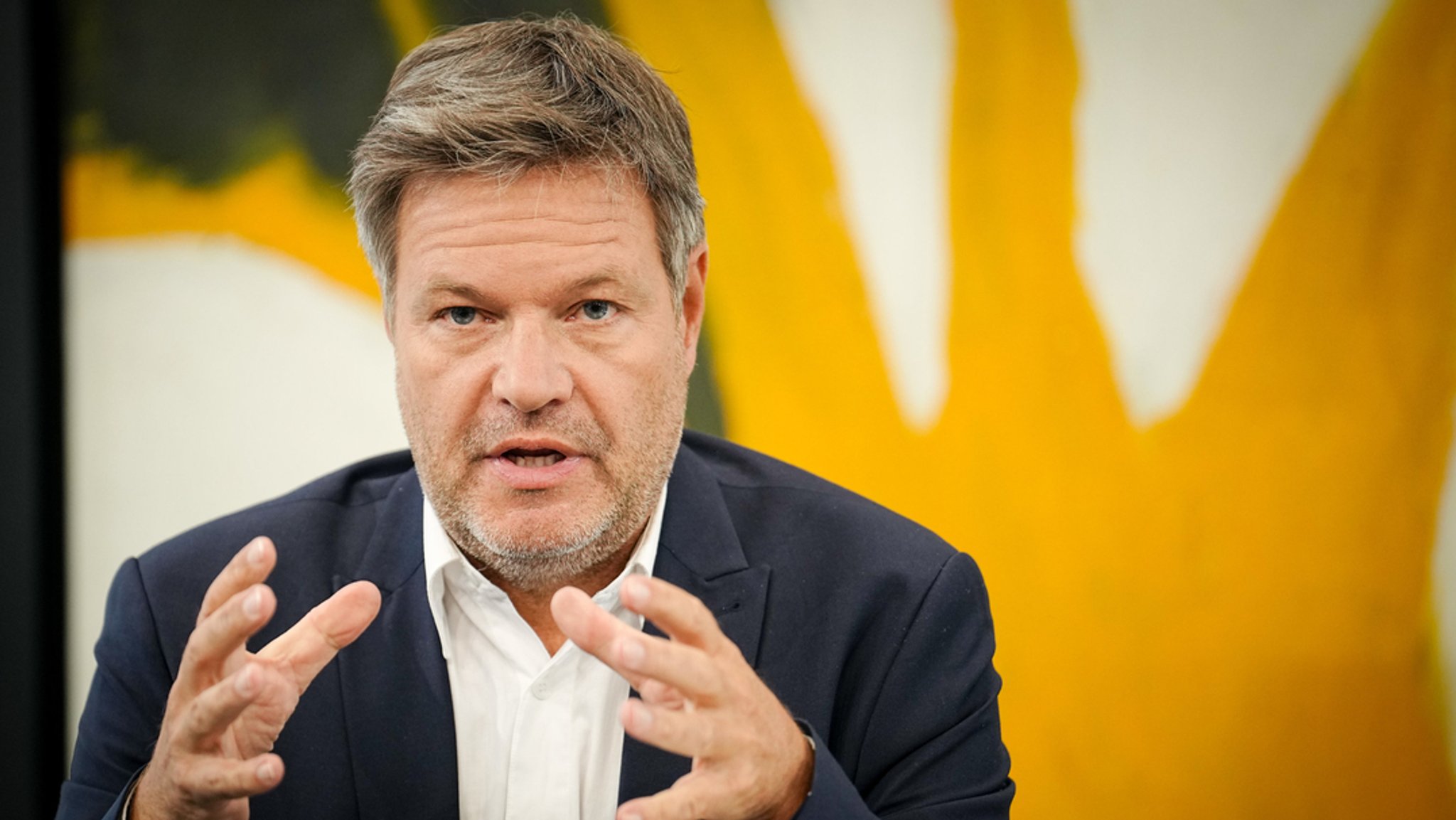 Minister Robert Habeck (Die Grünen) spricht bei einer Pressekonferenz.