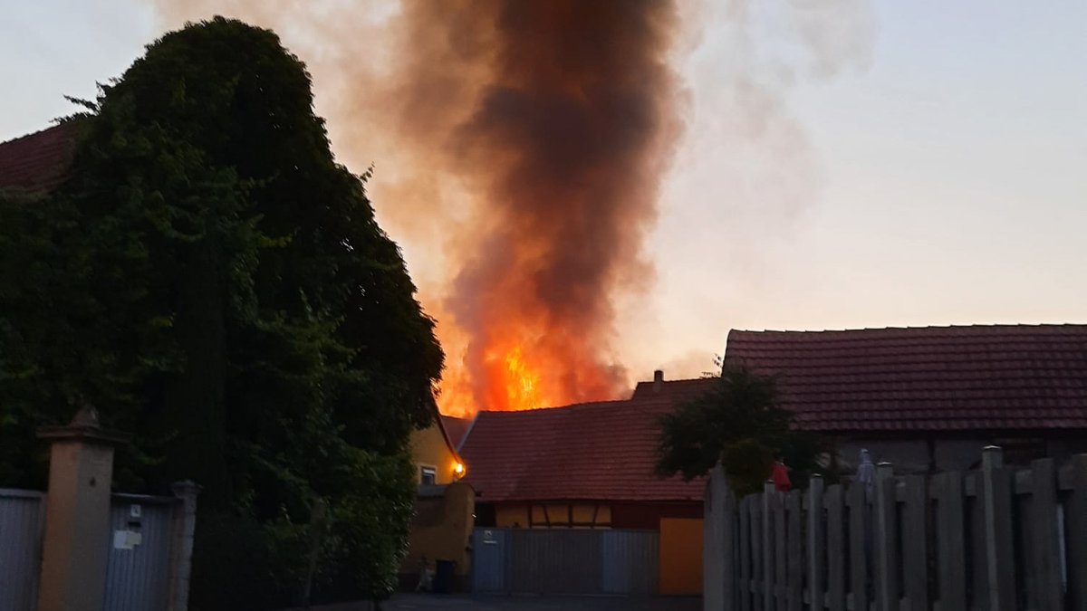 Brennende Scheune in Kleinlangheim