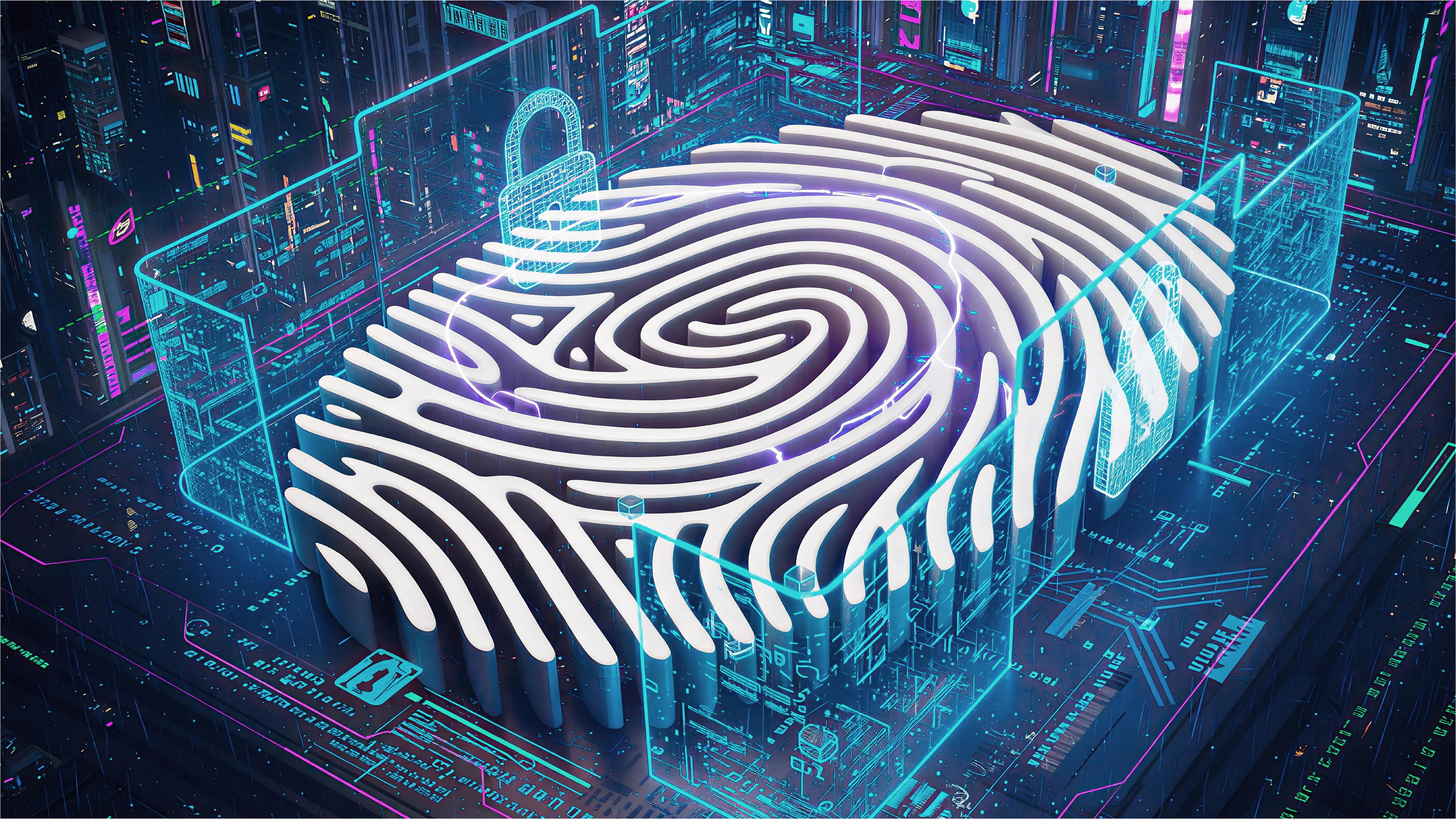 (Symbolbild) Ein übergroßer digitaler Fingerabdruck auf einer Platine.