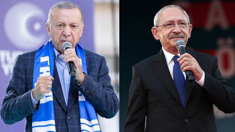 Präsident Recep Tayyip Erdoğan und Oppositionskandidat Kemal Kılıçdaroğlu beim Wahlkampf.