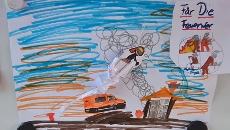 Sahels Dankesbild für die Feuerwehr | Bild: privat Sahels Dankesbild für die Feuerwehr