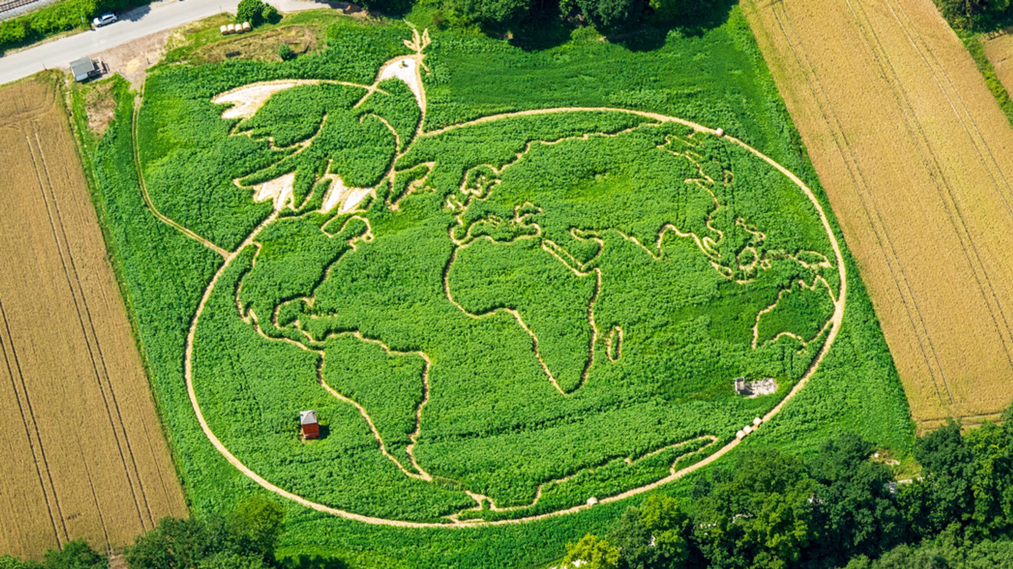 Das Pflanzenlabyrinth in Utting aus der Luft