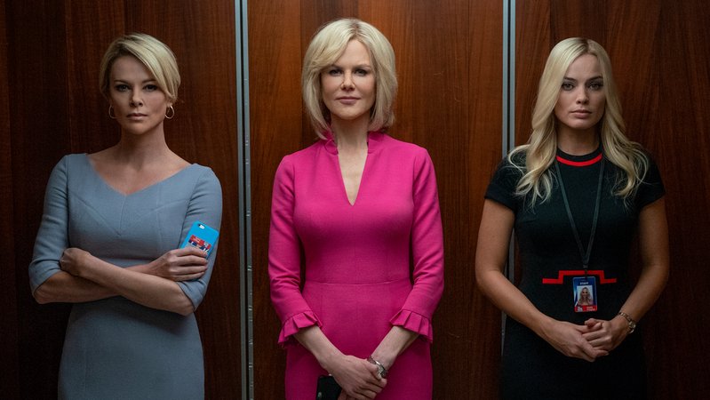 Charlize Theron, Nicole Kidman und Margot Robbie (v.l.) als drei sexuell belästigte News-Ancorinnen in "Bombshell" von Jay Roach (Filmszene)
