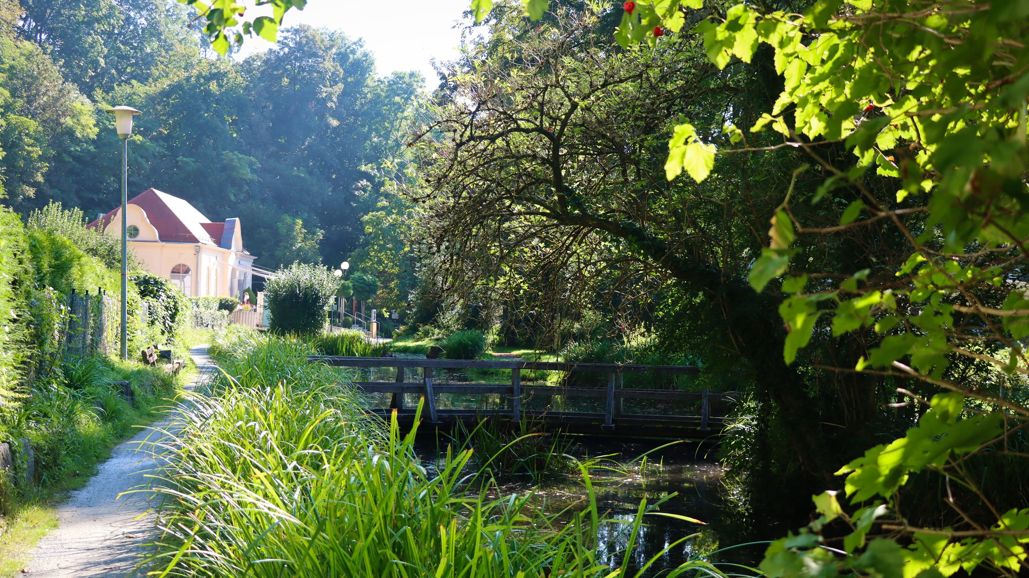 Zufluchtsort an heißen Sommertagen: Der Stadtpark von Mühldorf mit seinen zahlreichen Quellen und Teichen