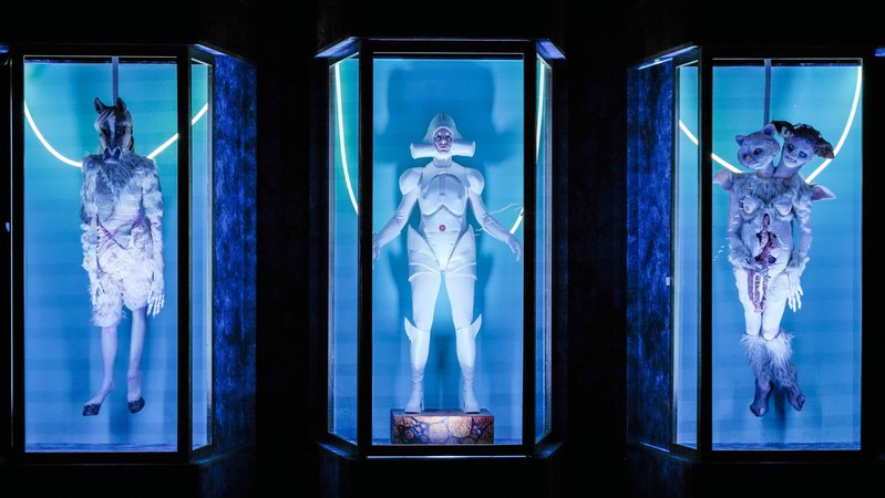 Szene aus "Glaube Liebe Roboter" im Volkstheater. | Bild: © Arno Declair Szene aus "Glaube Liebe Roboter" im Volkstheater.