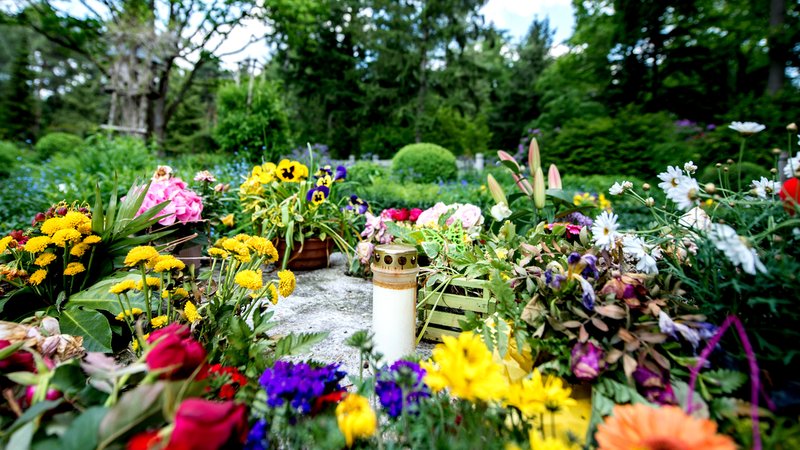 Blumen auf einem Friedhof (Symbolbild)