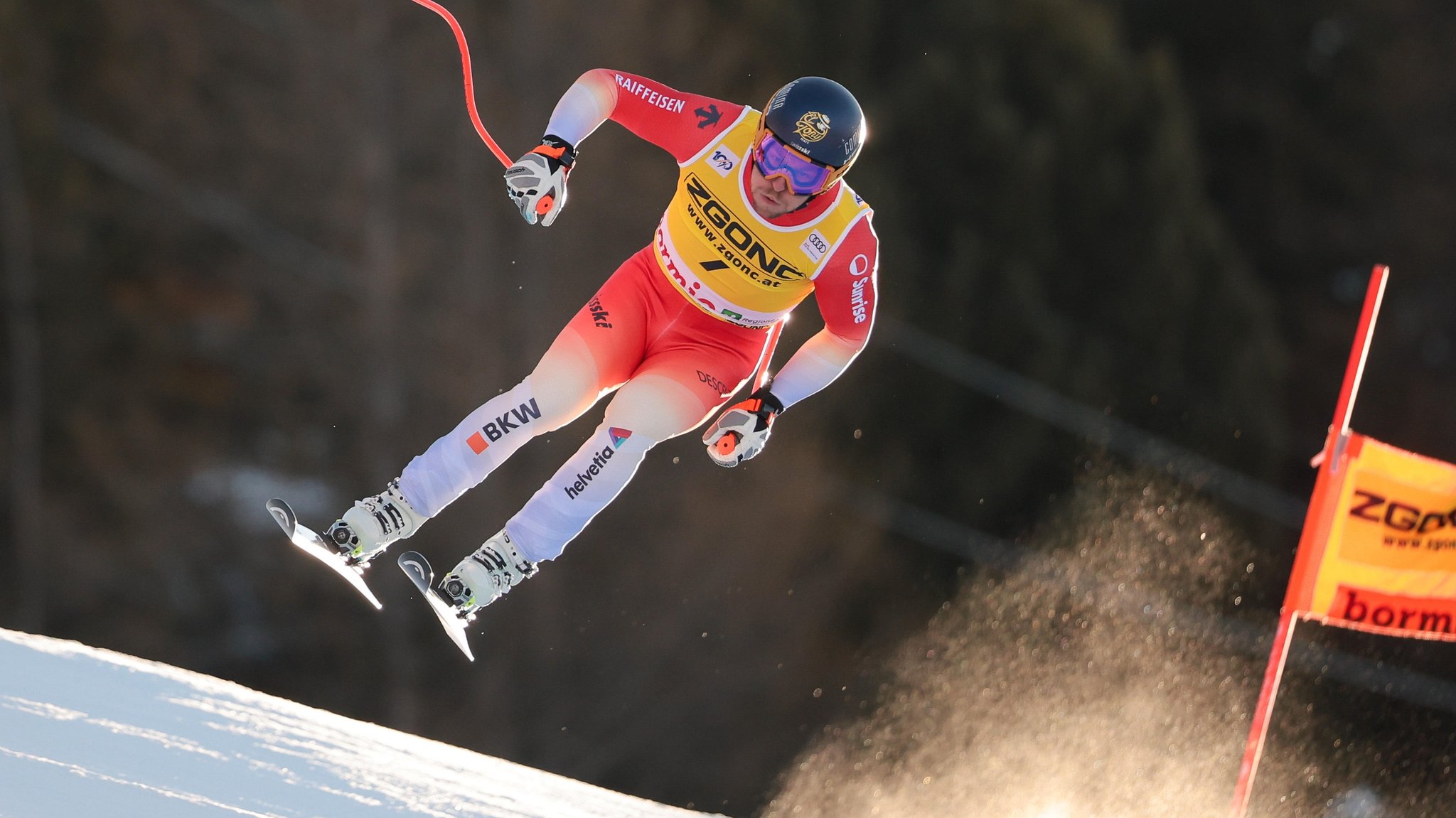 Alexis Monney bei der Abfahrt in Bormio