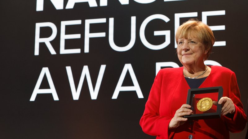 Genf, 10.10.22: Angela Merkel mit dem UNHCR Nansen Refugee Award.