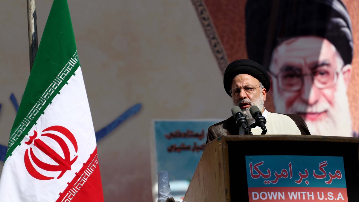 Irans Präsident Ebrahim Raisi am Freitag bei einer USA-feindlichen Kundgebung in Teheran.