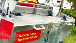 Das Heck des DLRG-Rettungsbootes "Sebastian Kneipp" ohne Außenbordmotor | Bild:DLRG Bad Wörishofen