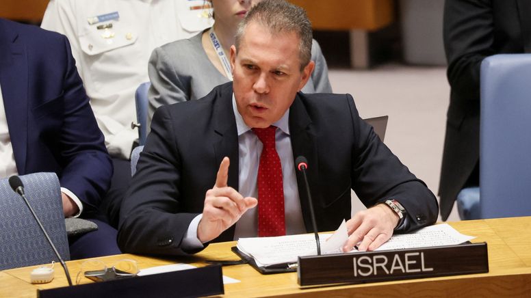 Gilad Erdan im UN-Sicherheitsrat | Bild:REUTERS/BRENDAN MCDERMID