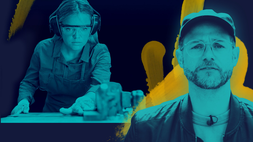 rechts: Moderator Rainer Maria Jilg; links eine junge Frau in einer handwerklichen Ausbildung. | Bild: BR, picture-alliance/dpa, colourbox.com; Montage: BR rechts: Moderator Rainer Maria Jilg; links eine junge Frau in einer handwerklichen Ausbildung.