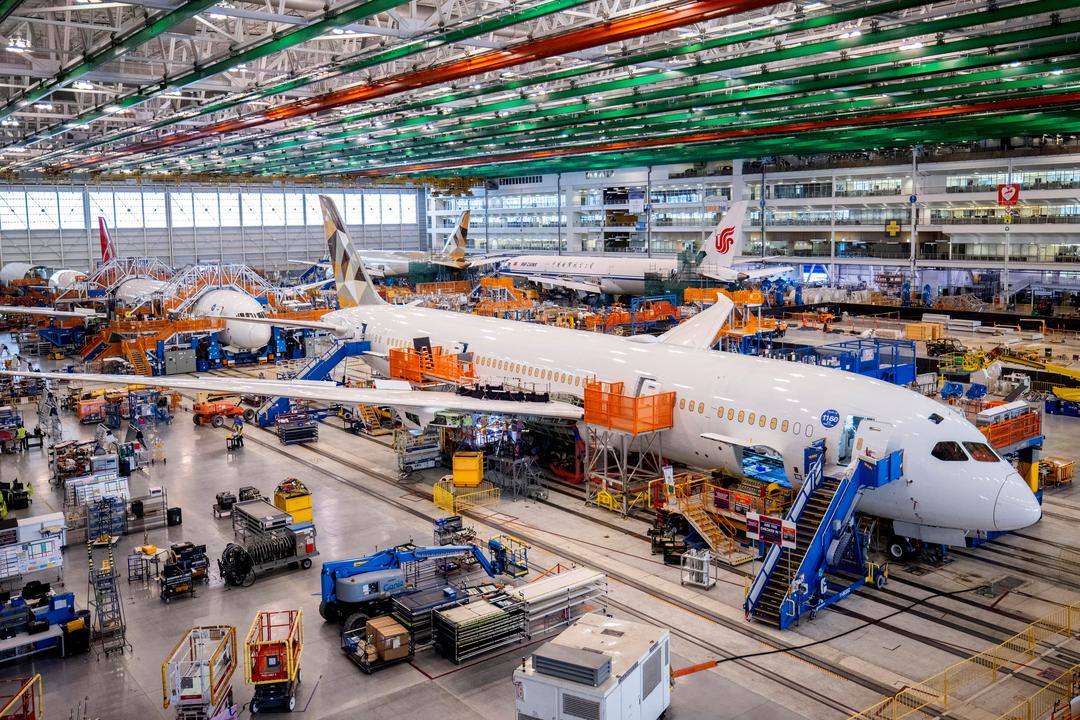 Eine Boeing 787 "Dreamliner" bei der Montage