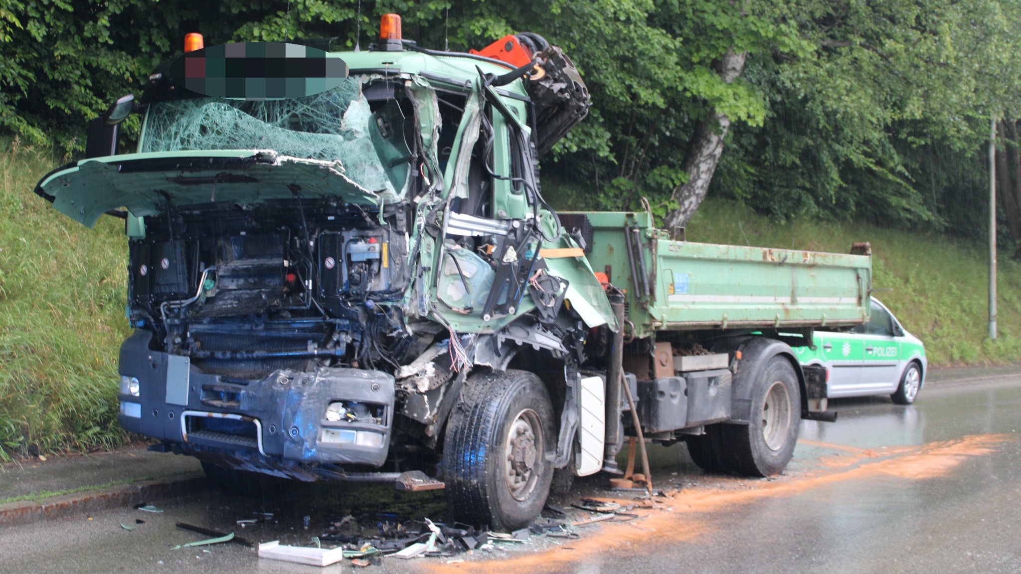 Der beschädigte Lkw