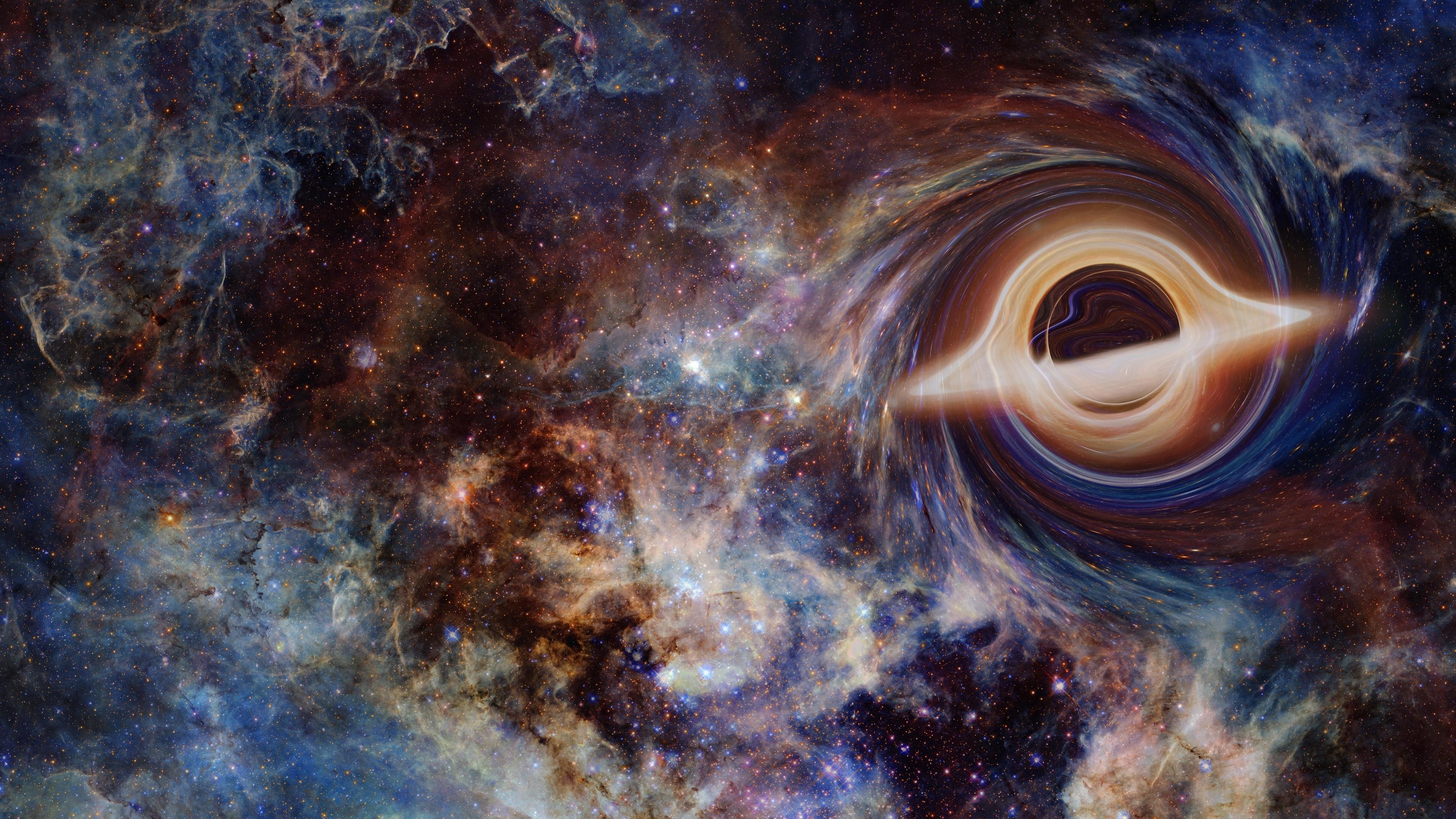 Simulation eines Schwarzen Lochs im All. Elemente dieses Bildes bereitgestellt von der NASA.