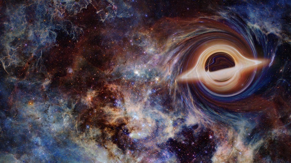 Simulation eines Schwarzen Lochs im All. Elemente dieses Bildes bereitgestellt von der NASA.