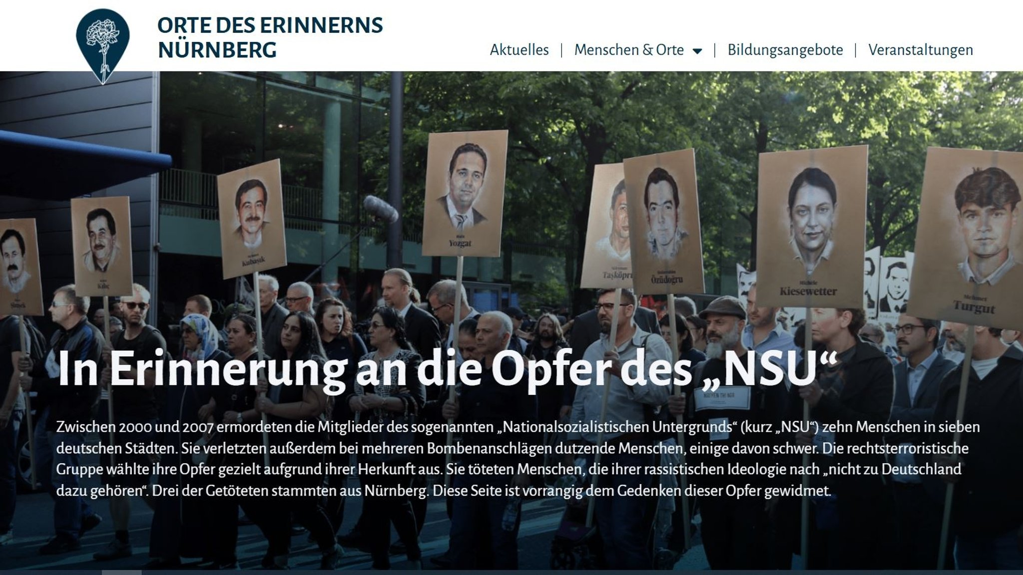 Die Website https://orte-des-erinnerns-nuernberg.de/ macht auf die Nürnberger Opfer des NSU aufmerksam.