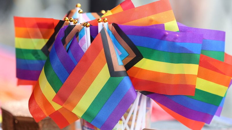 (Symbolbild) Regenbogenfähnchen stehen für den Christopher Street Day (CSD) auf einem Tisch. | Bild: dpa-Bildfunk/Matthias Bein (Symbolbild) Regenbogenfähnchen stehen für den Christopher Street Day (CSD) auf einem Tisch.