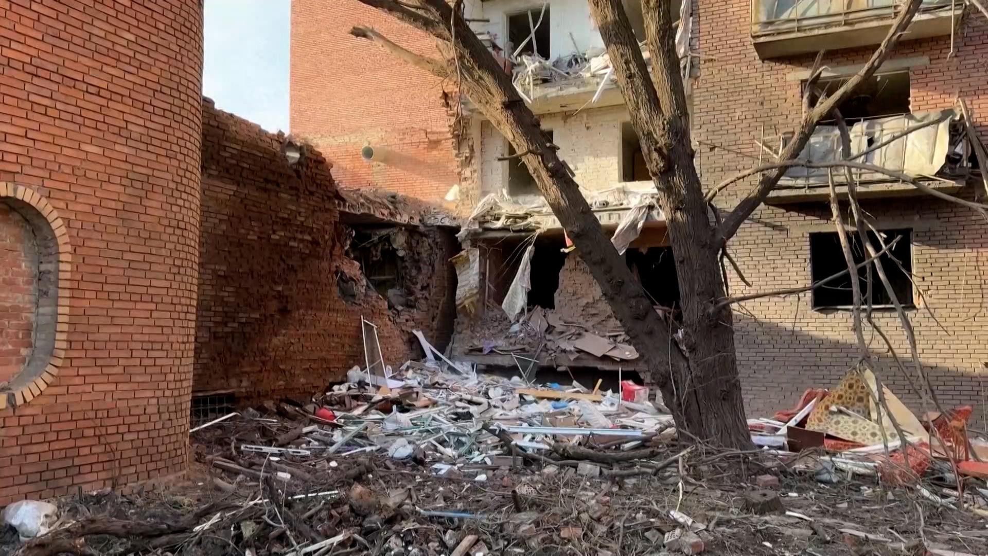 Zerstörte Häuser in der Ukraine