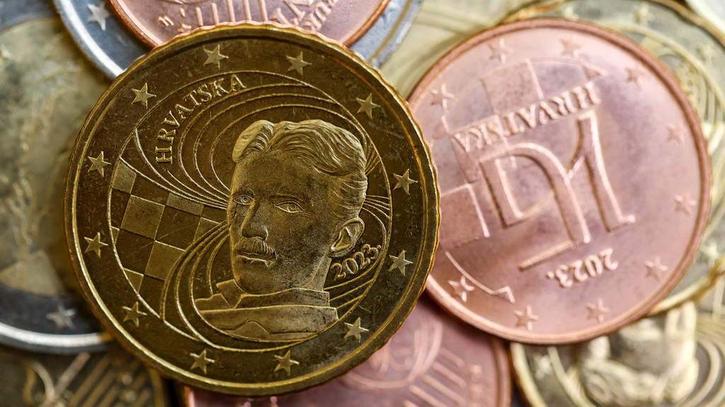 Die neue kroatische Euro-Münze mit dem Bild des Wissenschaftlers Nikola Tesla.