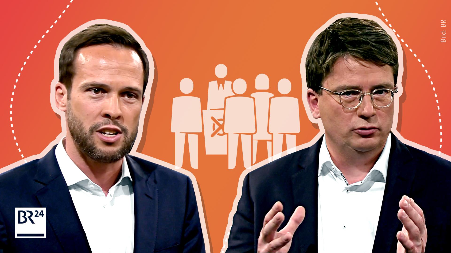 Martin Hagen (FDP) und Florian von Brunn (SPD) äußerten sich unter anderem zu Atommüll-Endlagern, zu Rentenerhöhungen und zum Tempolimit.