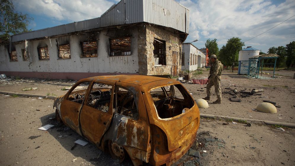 Kriegsschäden in Marjinka in der Nähe von Donezk. | Bild:REUTERS