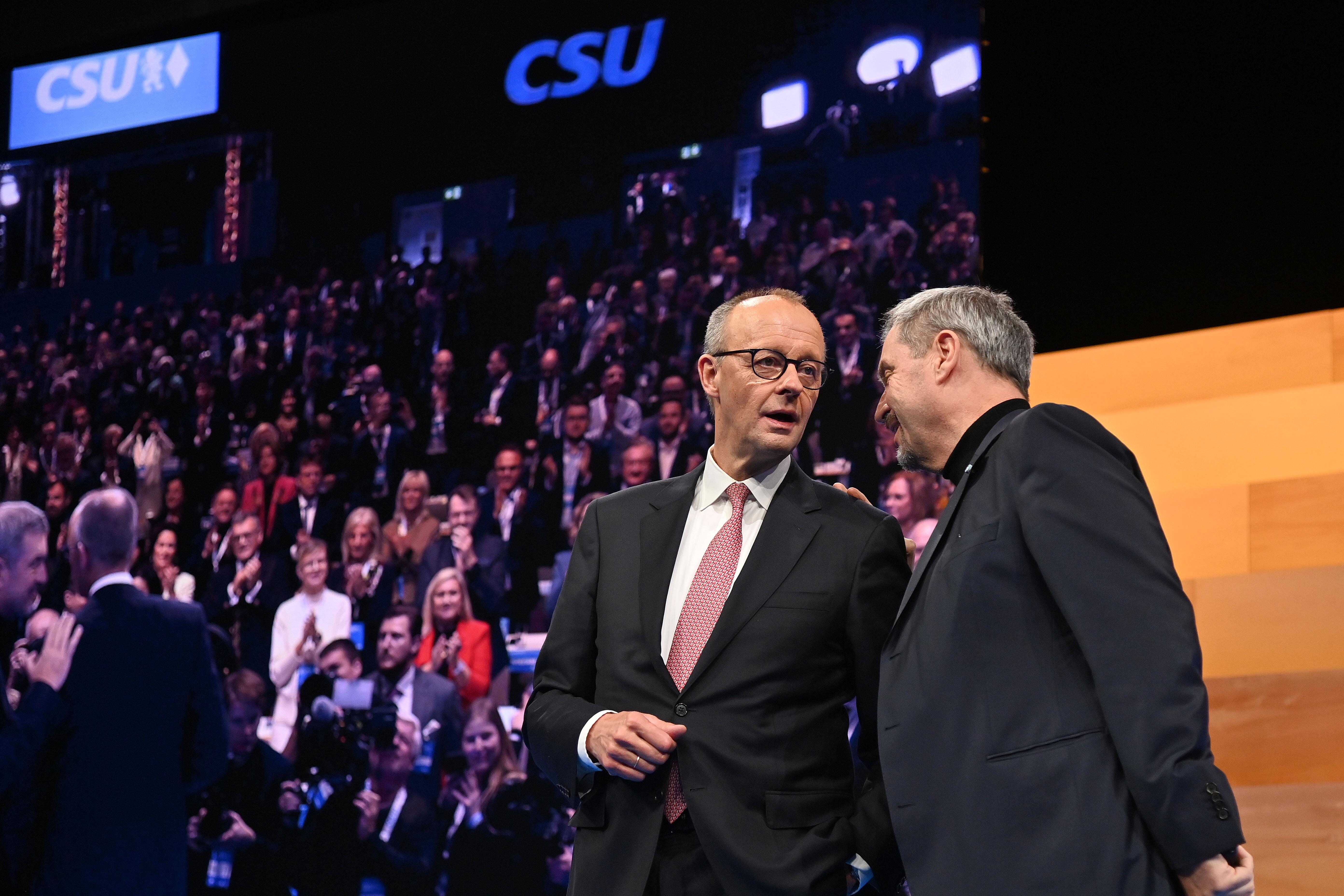 Friedrich Merz und Markus Söder auf dem CSU-Parteitag