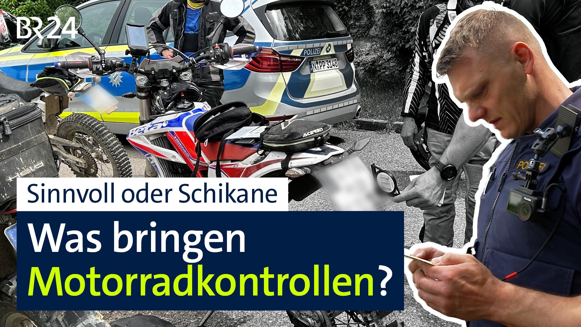 Motorradkontrolle, Polizist (Bildmontage für BR24 vor Ort)