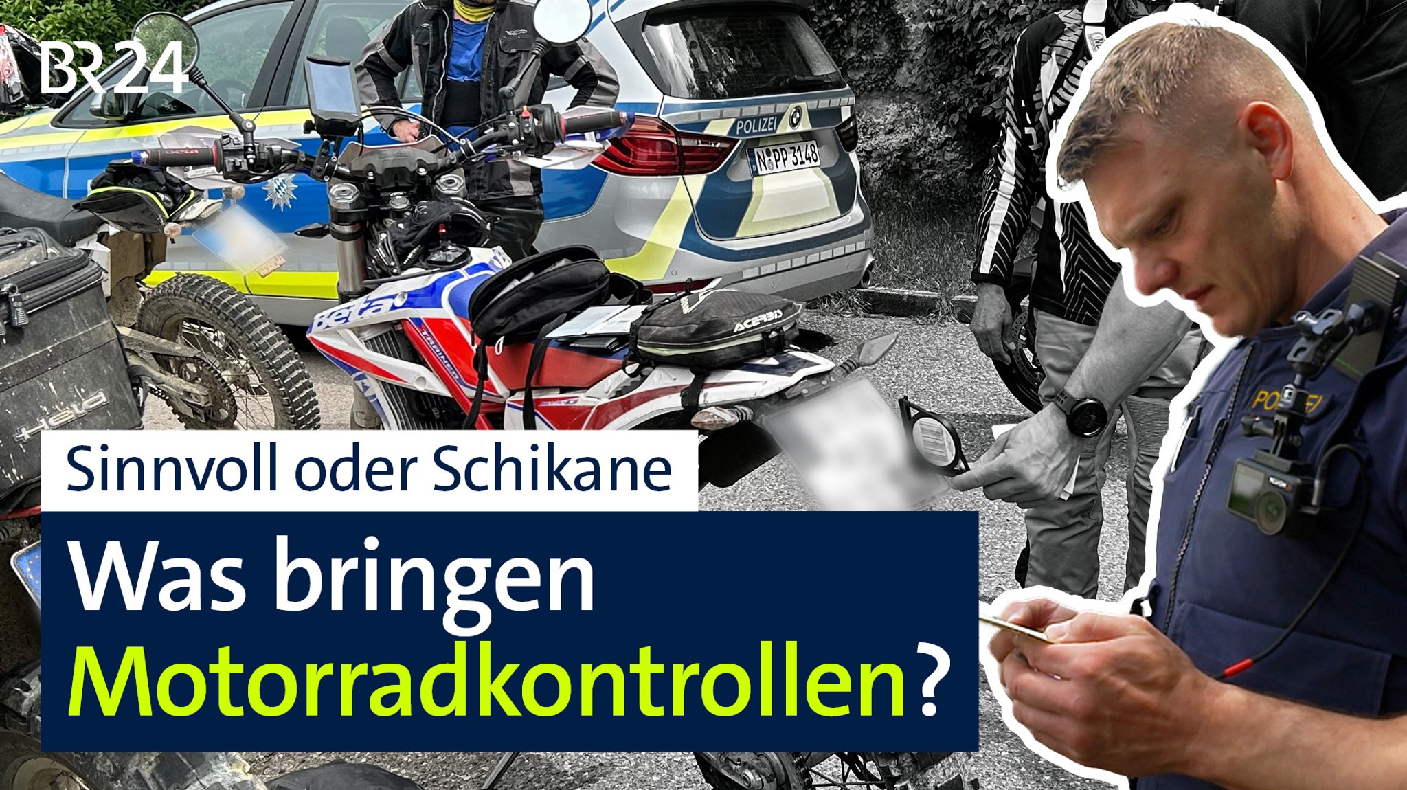 Motorradkontrolle, Polizist (Bildmontage für BR24 vor Ort)